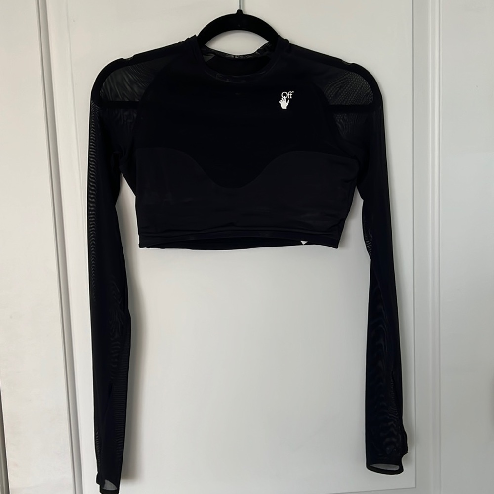 Off white cropped mesh sweetheart top MEDIUM